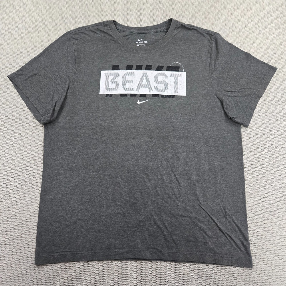 Nike Shirt Mens XL Gray Beast Center Swoosh Short Sleeve Graphic Tee